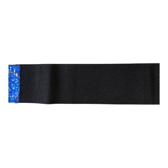 Oker NIP Women’s Blue Silver Sequin Elastic Waistband Rhinestones Buckle Belt - Picture 7 of 16